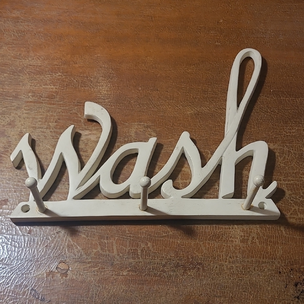Cream White 'Wash' Wall Hook Rack
